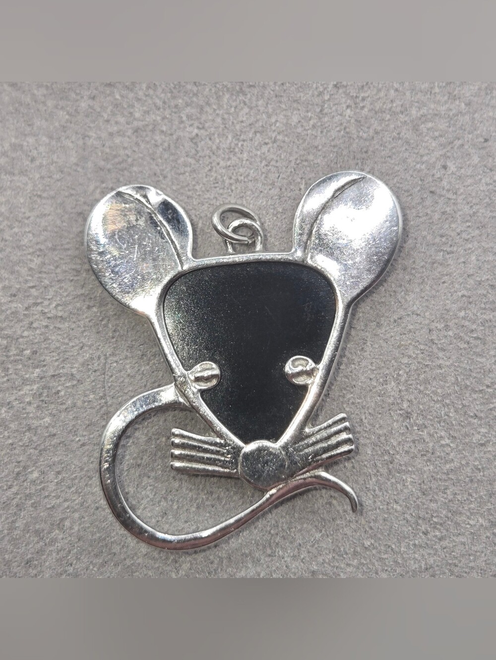 Sterling Silver and Black Mouse Pendant
